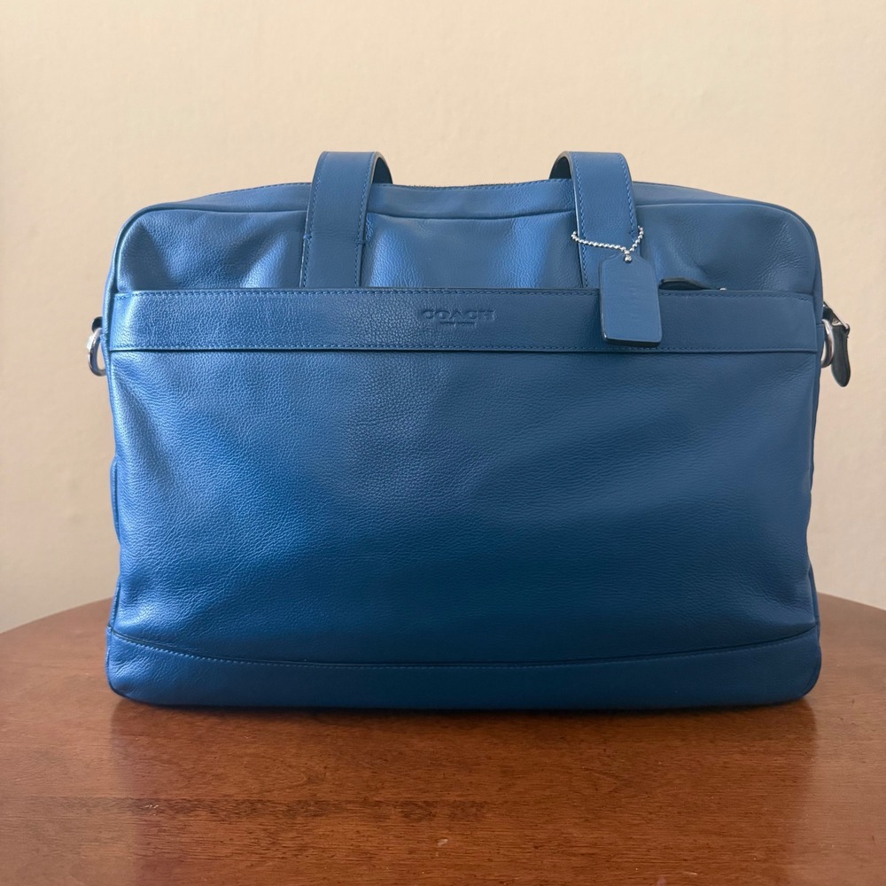 Coach Metropolitan Slim Briefcase Blue Leather Laptop Bag, Tote, Messenger bag - Picture 2 of 16